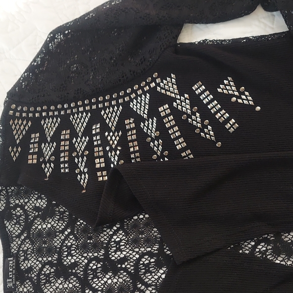 🆕 Docal Beautiful Lace Silver Studded Black Jacket, Size Large - Picture 4 of 10